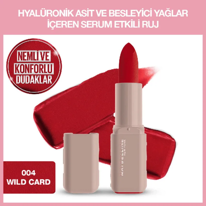 Maybelline New York Serum Etkili Hyalüronik Asit ve Besleyici Yağ Içeren 004 Wild Card Stick Ruj