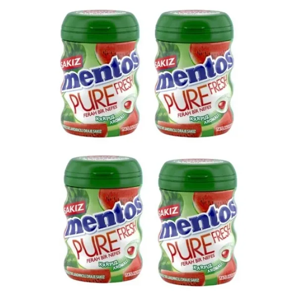 Mentos Pure Fresh Karpuz Aromalı Draje Sakız 60 gr 4'lü