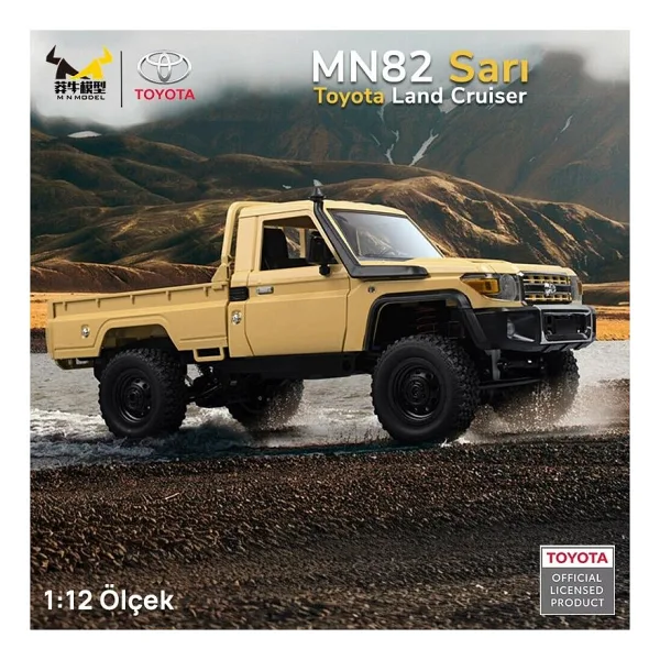 Mn Model Mn82 1/12 Toyota Land Cruiser Lc79 4wd Rc Model Crawler Offroad Uzaktan Kumandalı Araba Truck Rtr Lisanslı Sarı+dahili Işık Seti