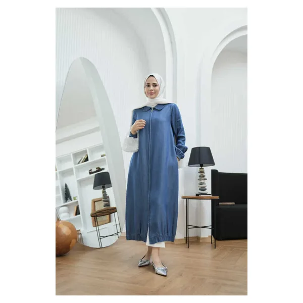 Neways 6644-TENSEL Yakalı Fermuarlı Kap Koyu Mavi - 40