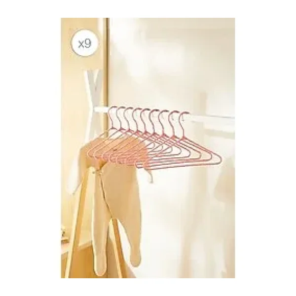 Ocean Home Textile 9'lu Pembe Renk Kumaş Kaplı Metal Bebek Giysi Askısı 19.5 x 30 x 0.3 cm
