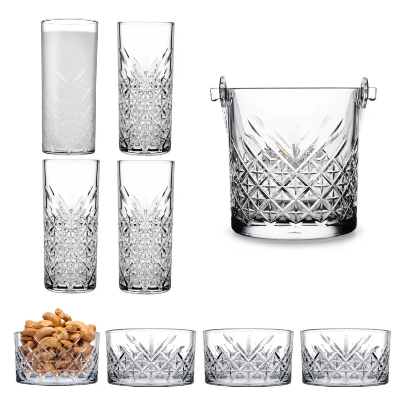 Paşabahçe 9 Parça Rakı Seti 4 Rakı Bardağı,4 Çerezlik,1 Buz Kova