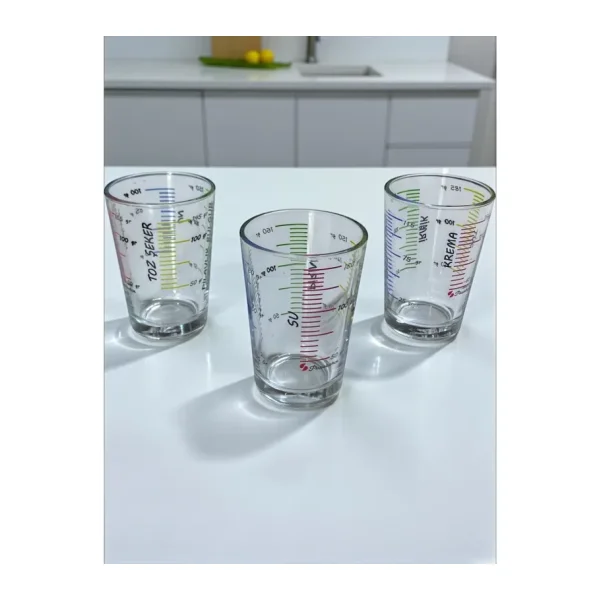 Paşabahçe Ölçü Bardak Takım Set 3lü Çoklu Çeşitli Ölçümlü Bardak Ölçülü Ölçü Kabı Ölçü Kabı Ölçek 200CC - ölçü bardağı