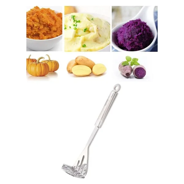 Patates Ezici Paslanmaz Çelik Asma Delikli 28 cm - Gri