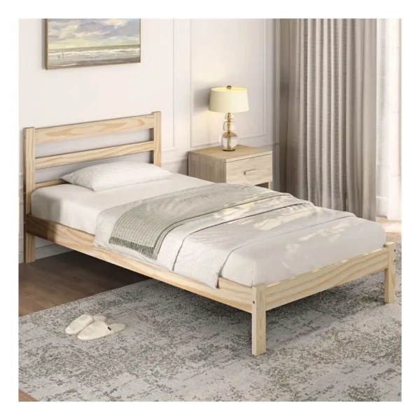 Pinoxi Masif Ahşap Karyola 90 x 190 cm Doğal Ahşap Natural - Naturel - 90 x 190 cm