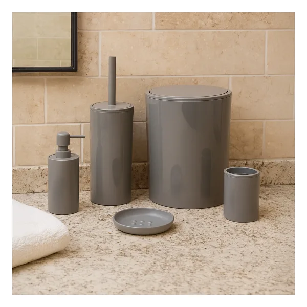 Primanova Flores 5'li Gri Banyo Seti
