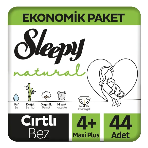 Sleepy Natural 4+ Numara Maxi Plus 44'lü Bebek Bezi
