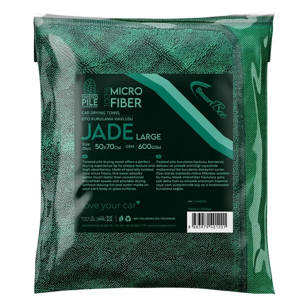 SmartBee JADE Twisted Pile Mikrofiber Oto Kurulama Havlusu 50x70cm 600gsm - Koyu Yeşil