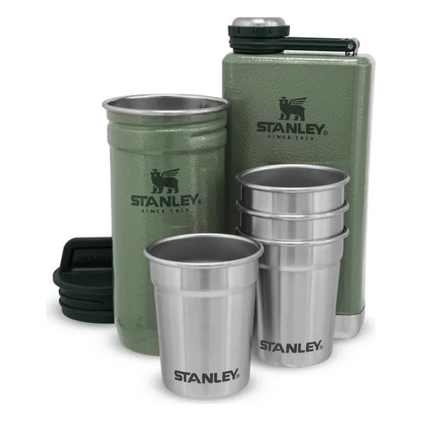 Stanley Klasik Shot Bardak ve Matara Seti 0.23 Litre - Yeşil (Hammertone Green) Paslanmaz Çelik