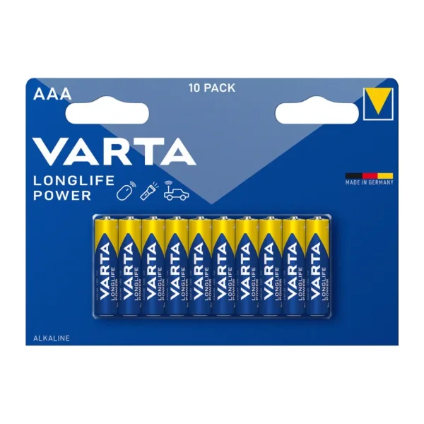 Varta Longlife Power 10'lu Alkalin AAA İnce Kalem Pil