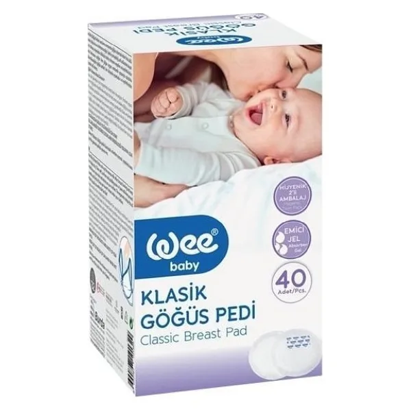 Wee Baby Klasik Göğüs Pedi 40'lı 132 Beyaz Renk Yumuşak Emici Materyal ile Konforlu Kullanım