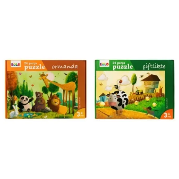 Yer Puzzle 24 Parça 2 Li Set - Ormanda Ve Çiftlikte