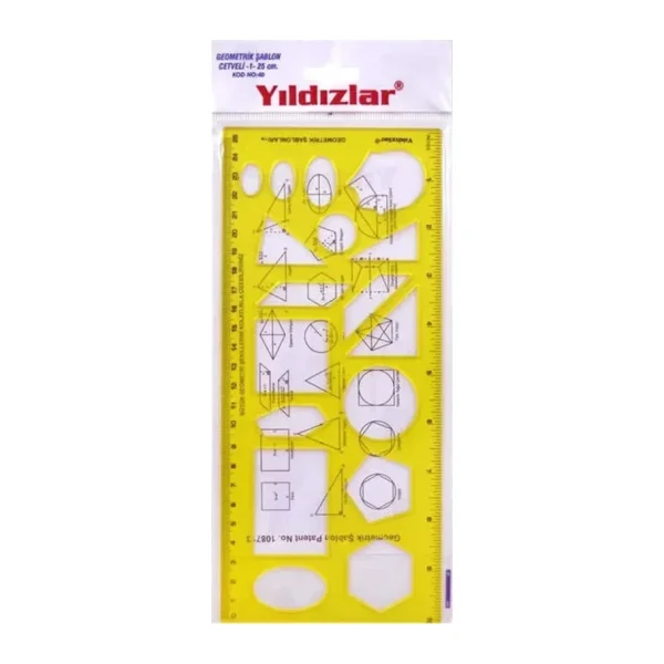 Yıldızlar Geometrik Şablon Cetvel 25 cm.