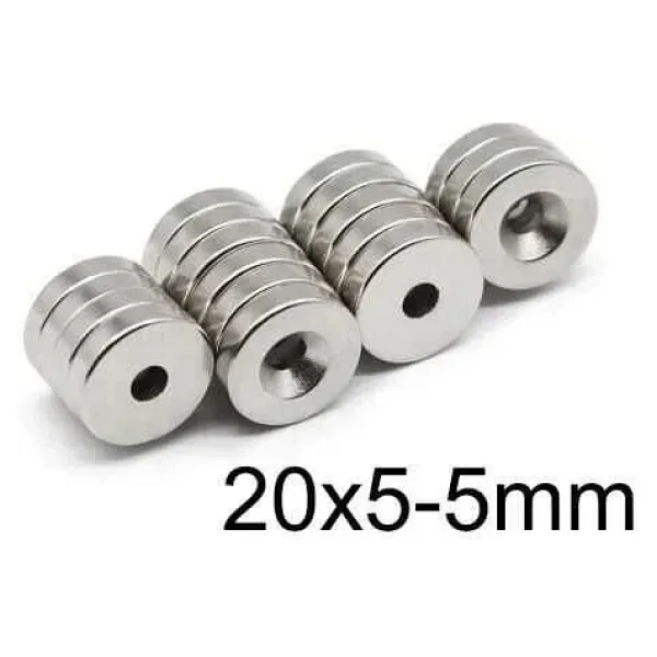 19.5X4.5-5mm Havşa Delikli Neodyum Güçlü Mıknatıs - Neodim Magnet