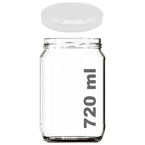 Afracam 720 ml Metal Beyaz Kapaklı Bal Kavanozu 720 cc Şeffaf Konserve Kavanoz 1 Adet (1 kg Bal Alır)
