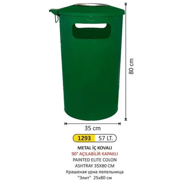 Arı Metal 1293 Paslanmaz Elit Kolon Küllük Boyalı 57 Litre