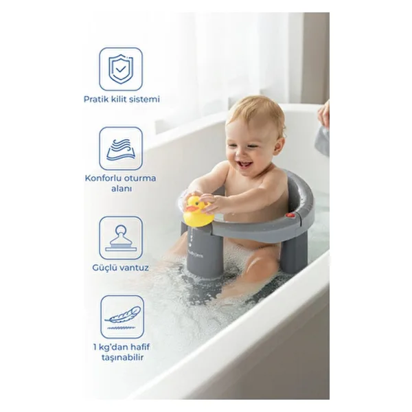Babyjem Önden Açılır Banyo ve Mama Oturağı Gri
