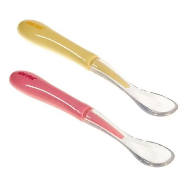 Bebedor Silikon Yumuşak Uçlu Kaşık 2'li - Pembe - Sarı