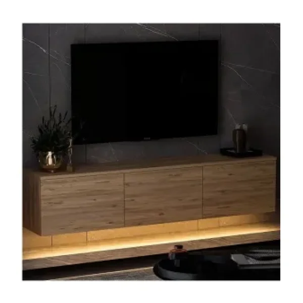 BMdekor Tv Sehpası Norm Duvara Monte Atlantikçam Led Işıklı 160 Cm