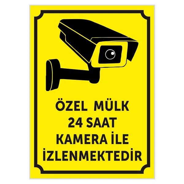 Bu özel mülk 24 saat kamera ile izlenmektedir uyarı ikaz levhası aliminyum levha