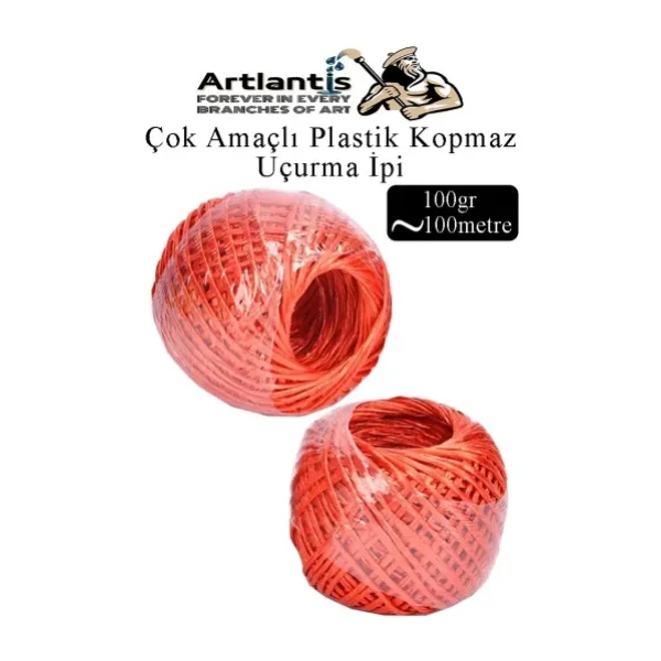 Çok Amaçlı Plastik Kopmaz Uçurtma İpi Çamaşır İpi 2 Adet Renkli 100 Metre Naylon İp Çırpı İpi Çizim İnşaat Duvar İpi Kırmızı