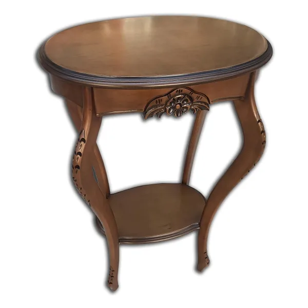 Fiskos Çiçeklik 12568 Oyma OVAL Model Kayın Ayak Parlak Ceviz MDF tabla El Yapım