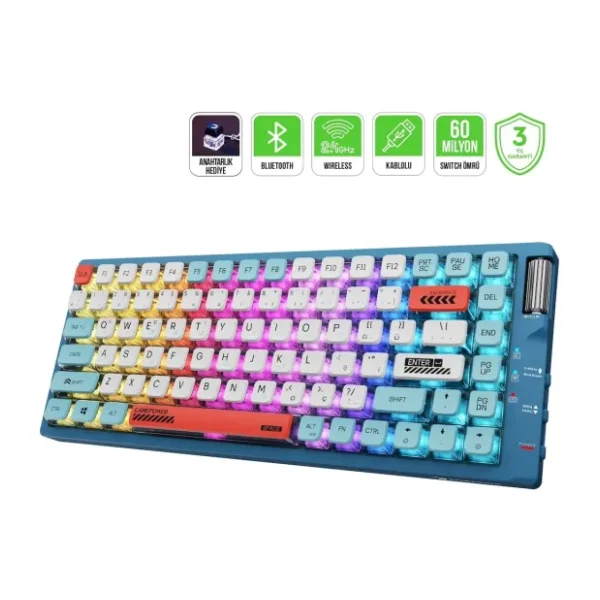 Gamepower Sense RGB TKL Red Switch Kablolu/Kablosuz Mekanik Oyuncu Klavyesi