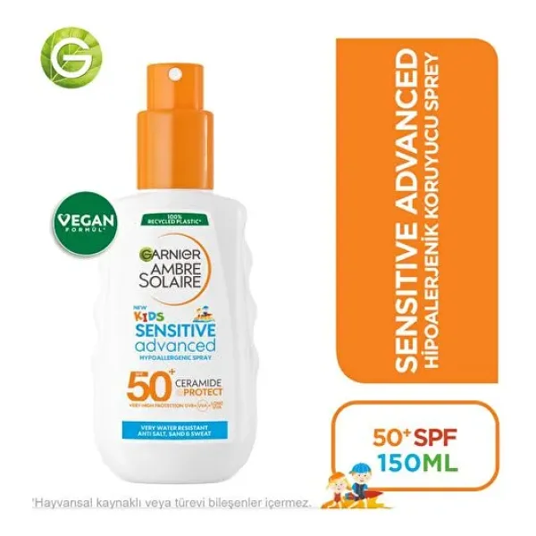 Garnier Ambre Solaire Sensitive Advanced 150 ml 50 Faktör Çocuk Güneş Koruyucu Sprey