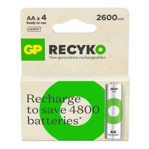GP Recyko 2700 Seri 2600 mAh Şarjlı AA Kalem Pil 4'lü