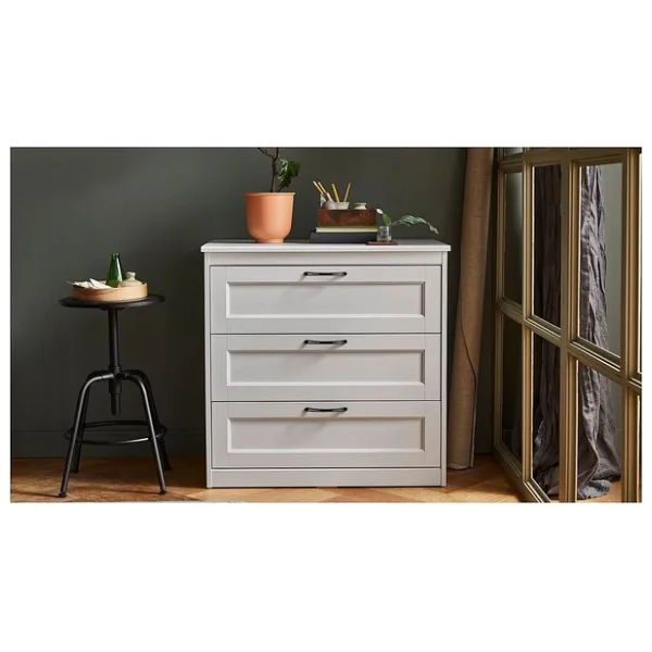 IKEA 3 Çekmeceli Şifonyer, Beyaz Renk 82X81 cm Klasik Tasarım