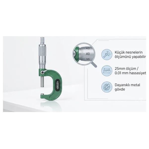 İnsize 3203-25A 0-25 mm Dış Çap Mikrometre