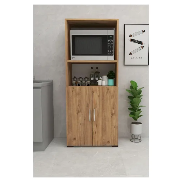 IRMAK MOBİLYA İki Kapılı Fırın Dolabı , 2 Kapaklı Bölmeli Mikrodalga Fırın Dolabı Mini Fırın Mutfak Dolabı