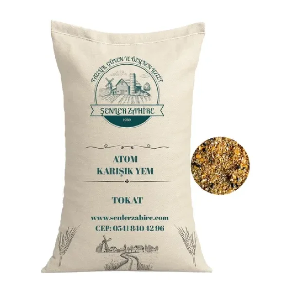 Karışık Tavuk Yemi Atom 25 Kg Tavuk, Ördek, Kaz Ve Kanatlılar İçin Doğal Karışım