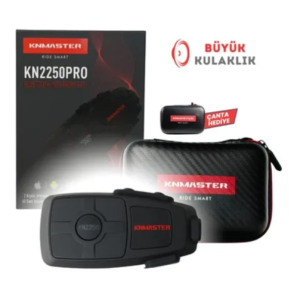 Knmaster KN2250 PRO Motosiklet Kask İnterkom Bluetooth Intercom Kulaklık Seti