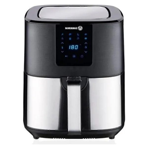 Korkmaz Air Max Yağsız Airfryer 6.5 lt Tek Hazne ile Zamanlayıcı Özellikli Metal Tasarım - Gri