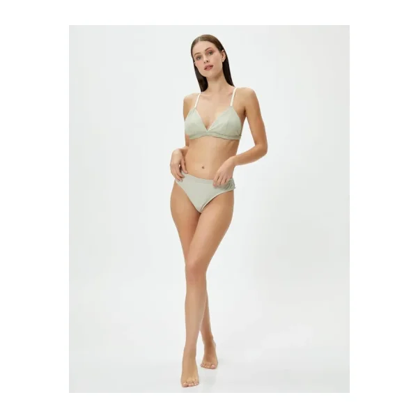 KOTON Kadın Normal Bel Kumaş Detaylı Brief Külot, Gri (035), XS