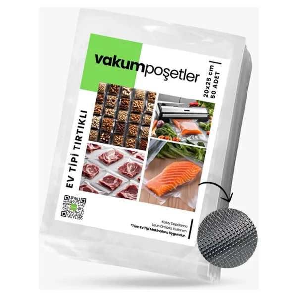 Makro Flexpack 20x25 cm Ev Tipi Gofrajlı (Tırtıklı) Vakum Makinası Gıda Vakum Poşeti 50 Adet