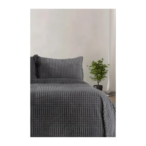 Merinos Modern Line Antrasit 150x220 cm Tek Kişilik Battaniye Seti