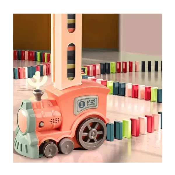 Minio Baby - Işıklı Sesli Domino Tren - Otomatik Domino Dizilimi - Eğitici Oyuncak - Pembe