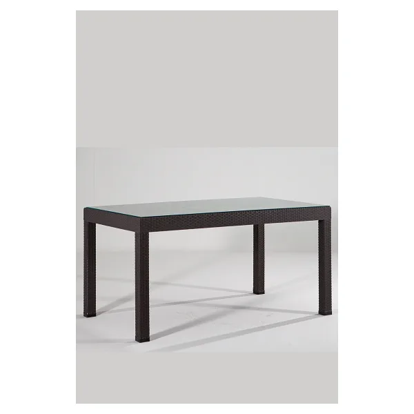 MOBETTO Rattan 90x150 Camlı Kahve Masa - Bahçe&Balkon&Teras
