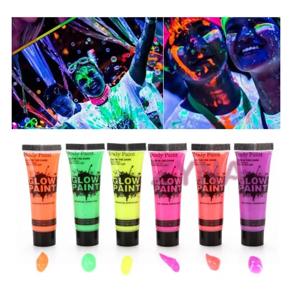 Neonlu Glow Parti Yüz Boyası 6 Renk 6 Adet