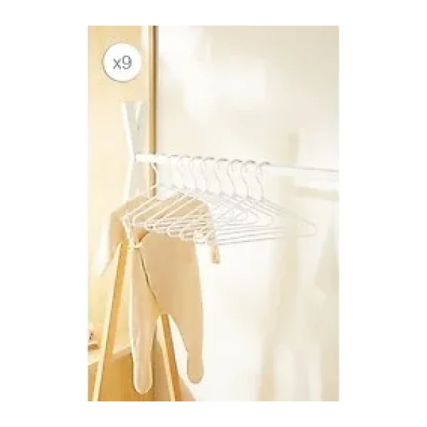 Ocean Home Textile 9'lu Beyaz Renk Kumaş Kaplı Metal Bebek Giysi Askısı 19.5 x 30 x 0.3 cm