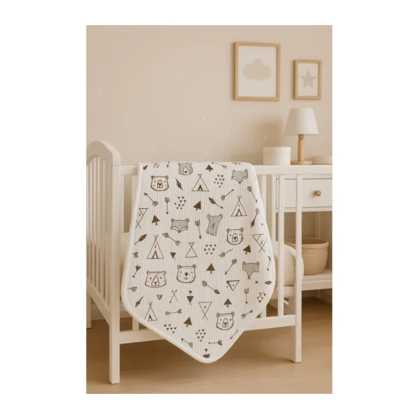 Omy %100 Pamuklu Desenli Battaniye&kundak 80X80 cm Yenidoğan&hastane Çıkışı - Çadır Desen - 80 x 80 cm