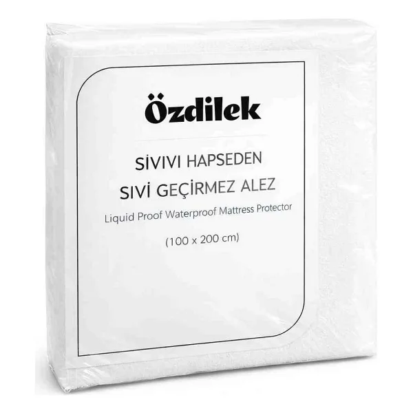 Özdilek Sıvı Geçirmez Alez %100 Pamuk Üst Yüzey Fitted Lastikli Yatak Koruyucu Nefes Alabilir Terletmez Anti Alerjik - 100 x 200 cm - Beyaz