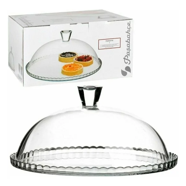 Paşabahçe Kek Fanusu Cam Ayaksız 850 ml 10 cm Şeffaf Tasarım ile Zarif Sunum - Beyaz