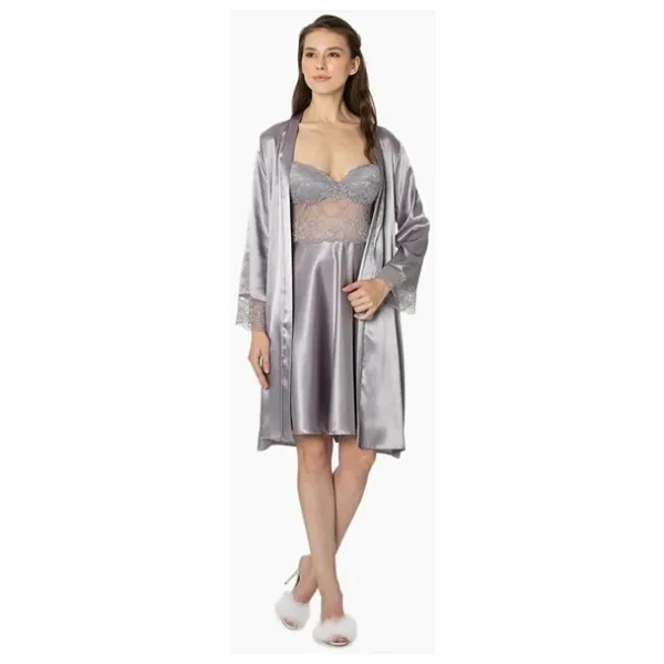 Pierre Cardin Sütyen Kaplı Sabahlık Gecelik Set 4265 Royal