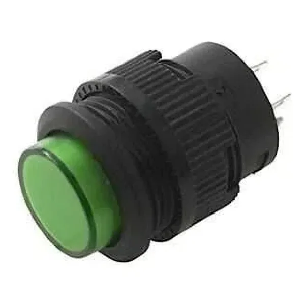 RL16-503A 16MM Plastik 2 Pin Anahtarlı Buton Yeşil