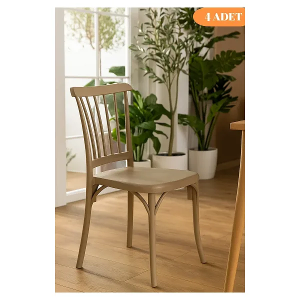 SANDALİE 4 Adet Alara Cappucino Mutfak Sandalyesi, Yemek, Bahçe, Kafe, Modern Sandalye