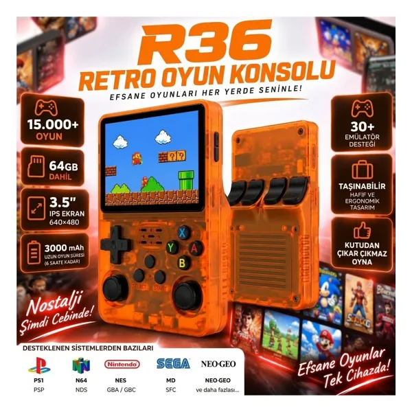 SChitec R36S Turuncu Gameboy