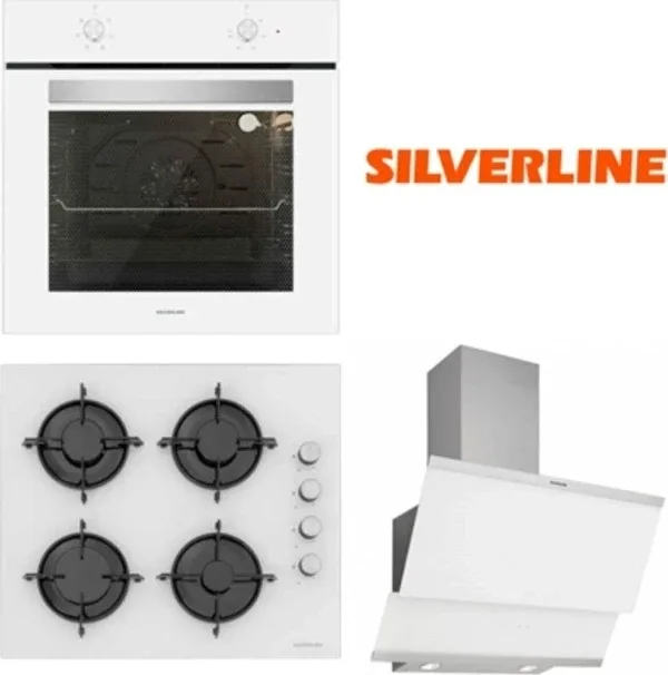 Silverline Bo6501w01-Cs5349w01-3420 Classy Beyaz Cam Ankastre Set